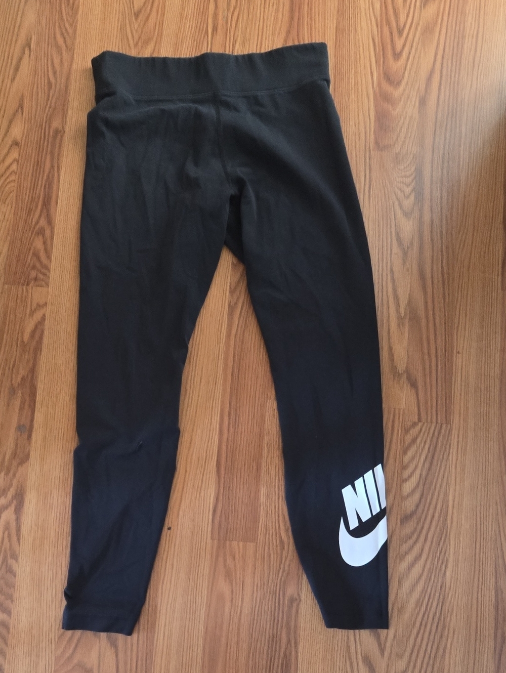 Nike Black Leggings with White Logo - Girls' Athletic Bottoms
